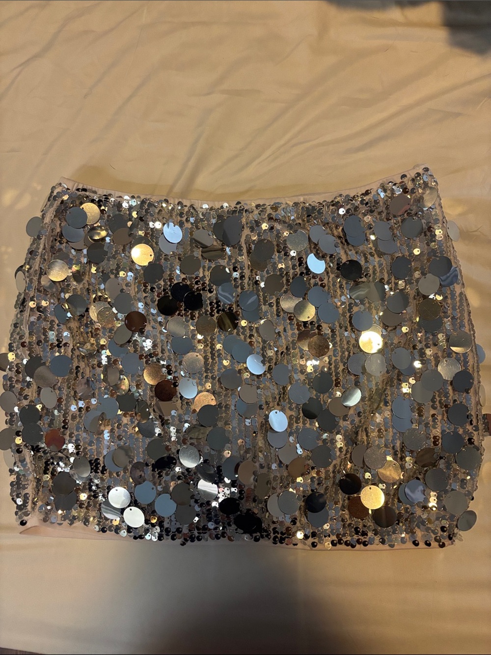 SHEIN Silver Sequin Disc Mini Skirt